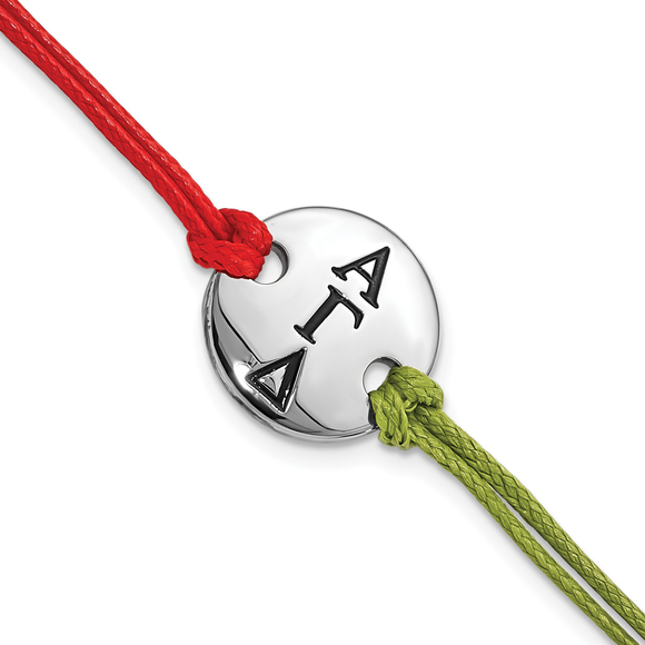 Alpha Gamma Delta Sorority Circle Disc Red and Green with 1in ext Bracelet - Picture 1 of 4